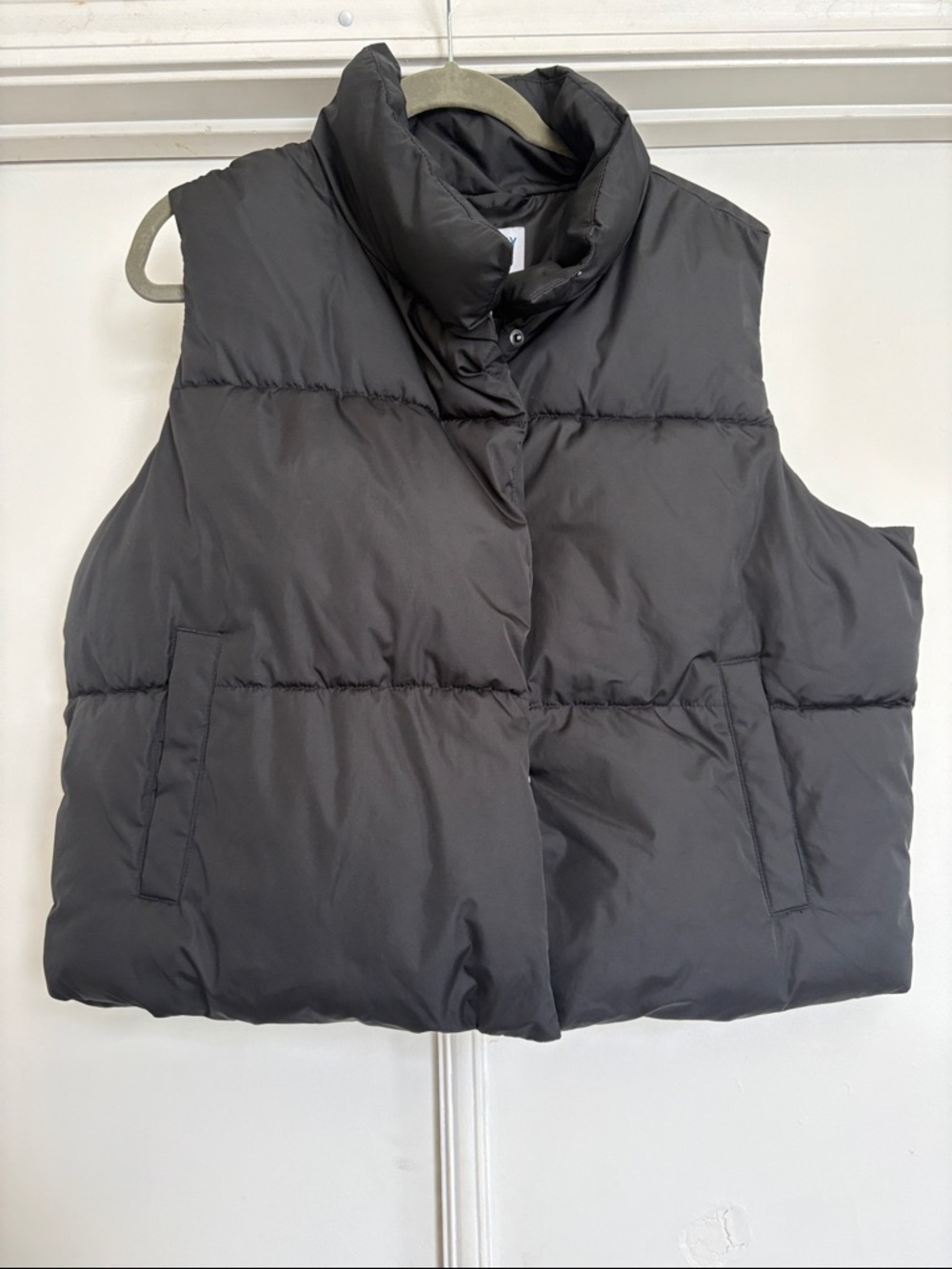 Old Navy Black Quilted Puffer Vest with Stand Collar